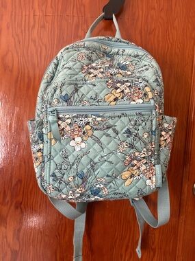 Vera Bradley Quilted Floral Mini Backpack in Sage Blue-Green
